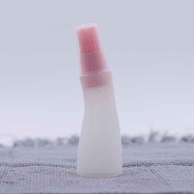 Botella de aceite con cepillo, cepillo portátil de silicona para barbacoa, botella con brocha aplicadora de aceite con tapa, dispensador de aceite de cocina, accesorios para barbacoa: B Pink