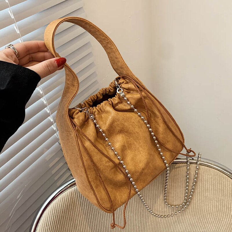 Simple Chain Lederen Crossbody Tassen Voor Vrouwen Handtassen En Portemonnees Vintage Schouder Messenger Bags