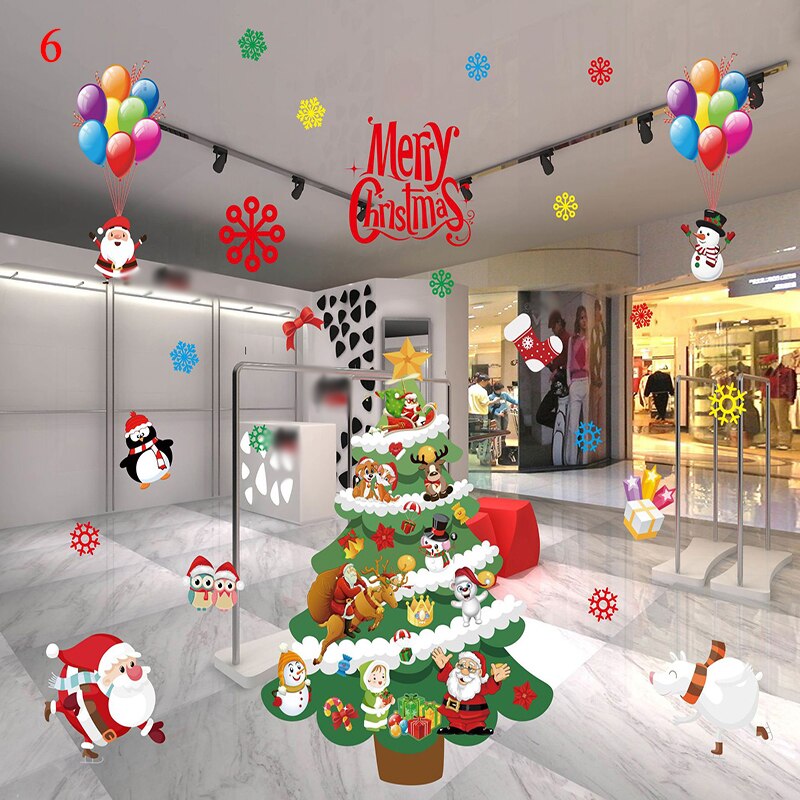 Pegatinas de Navidad de dibujos animados para escaparate de ventana, muñeco de nieve extraíble, de vidrio para decoración del hogar, pegatinas electrostáticas sin pegamento de PVC: 6