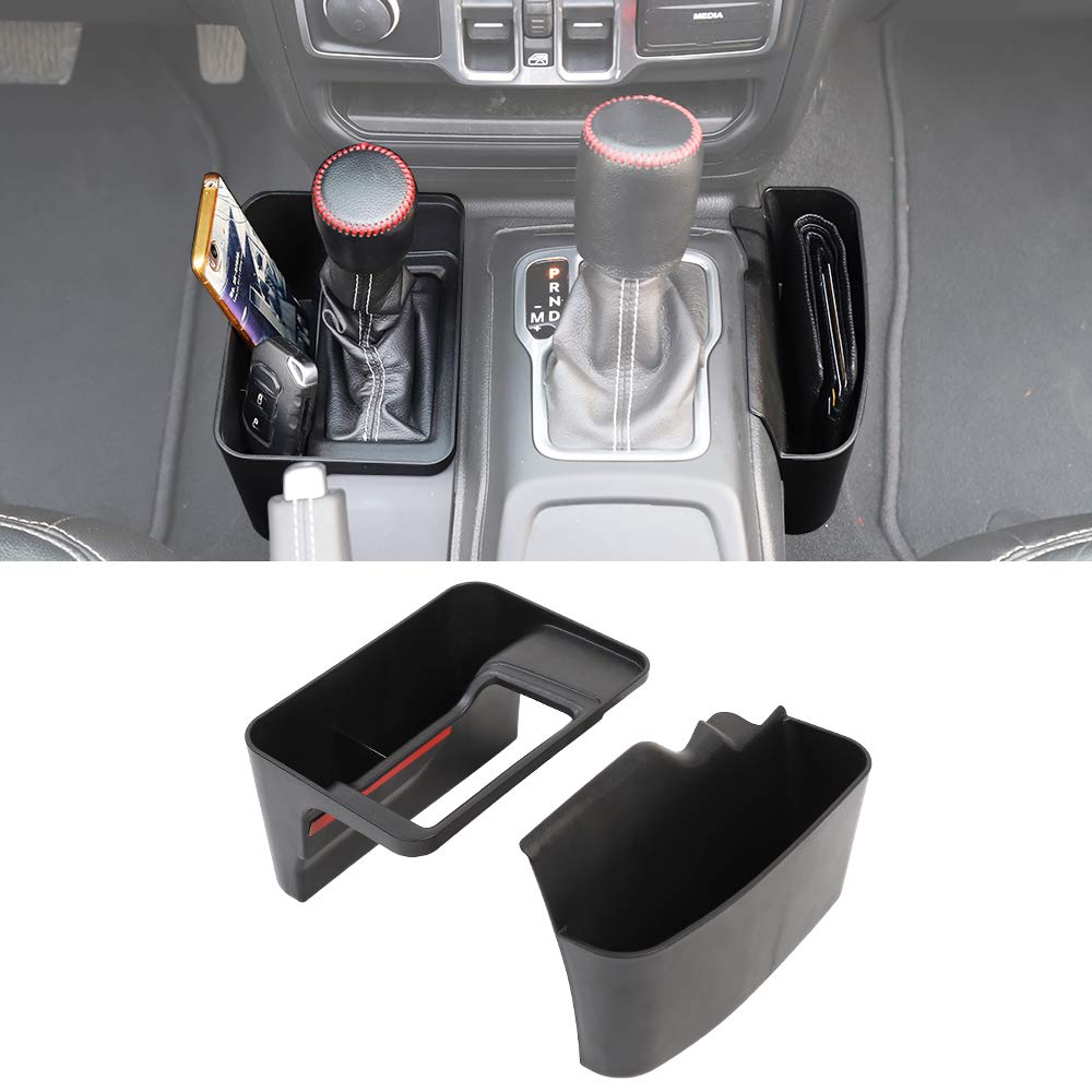 2pcs car Gear Shift Side Storage Box Holder Black ABS For Jeep Wrangler JL auto center Console Storage Box