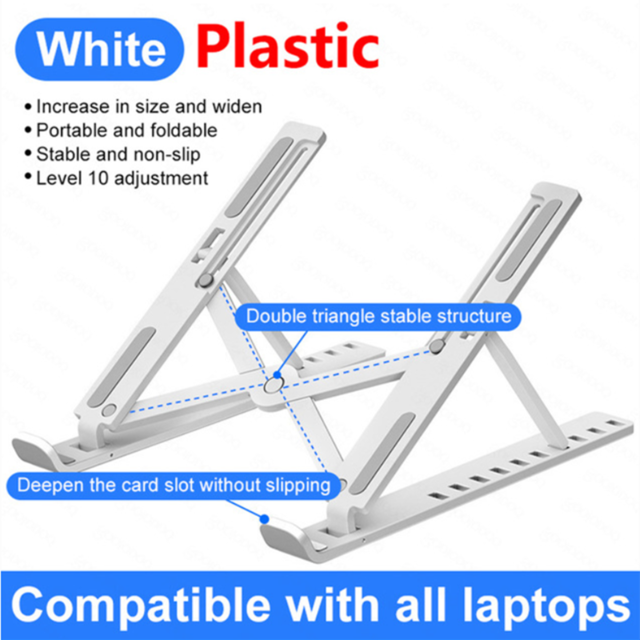 10 Gear Adjustment Portable Laptop Stand Support Base Notebook Stand For Macbook Pro Lap desk Laptop Holder Cooling Bracket: White
