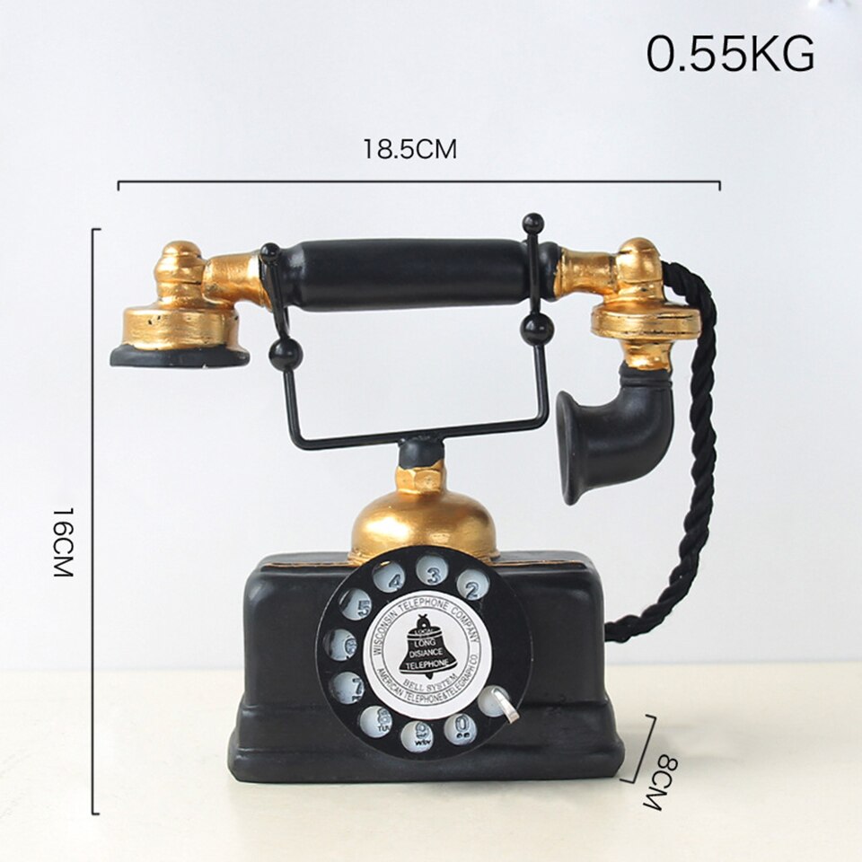Nostalgisk gammeldags håndsæt telefon europæisk stil boligdekoration ornamenter harpiks håndværk bar stue dekoration 036: Default Title