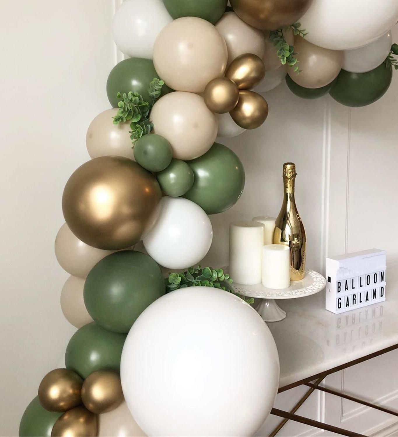 84 st avokado grön ballong krans båge kit krom guld latex ballong uppsättning födelsedagsfest dekorationer barn baby shower tillbehör