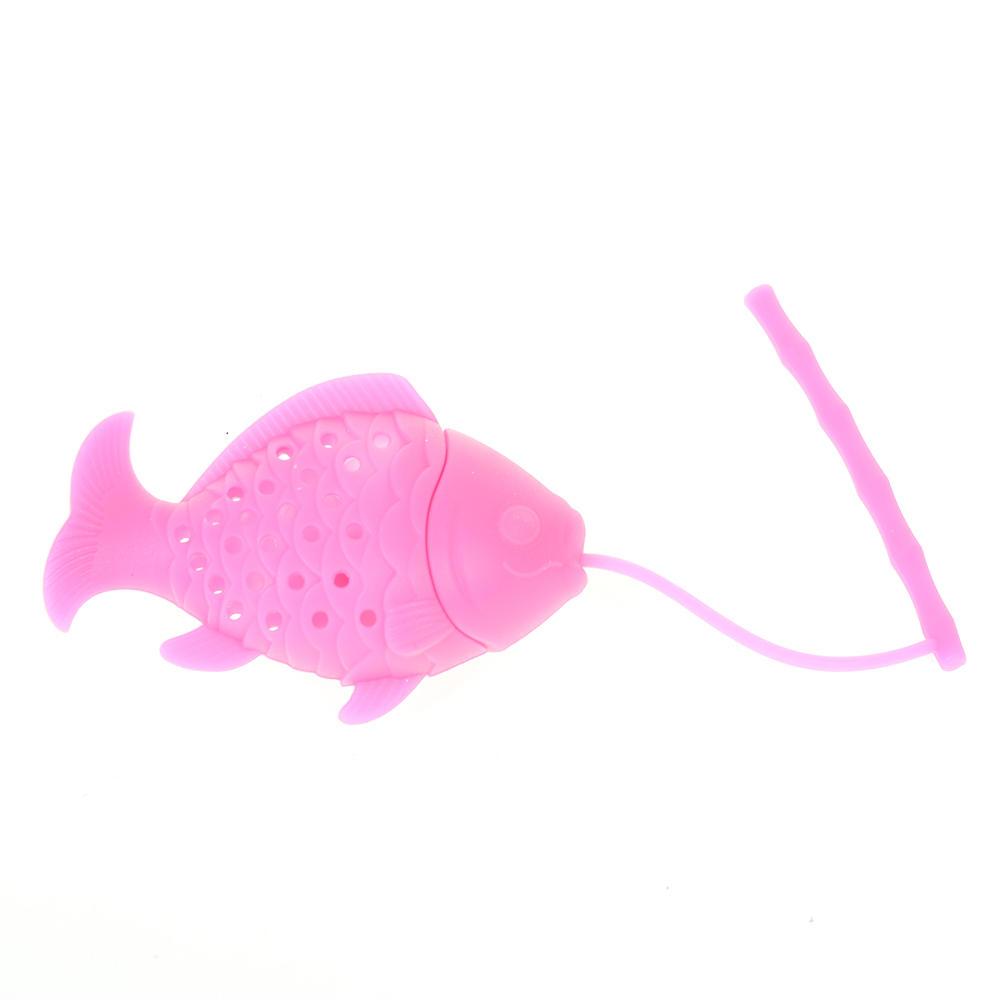 1 stk tebladssi silikone fiskeform infuser til teposer urtekrydderi filter diffuser tekande mini køkkentilbehør: Lyserød