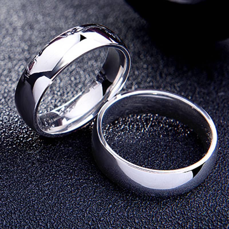 JUCHAO-anillos de acero inoxidable lisos para mujeres y hombres, joyería de compromiso de boda, oro Simple, 6MM