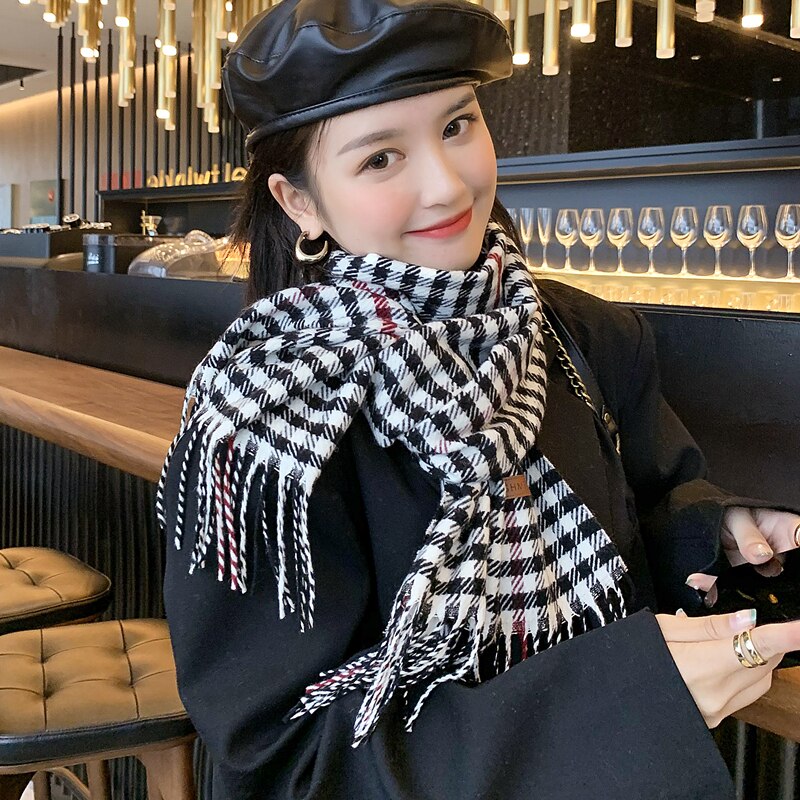 Getadme-Black Mid-length Plaid Coat Women Autumn And Winter Loose And Versatile Cape Elegant Shawl Casual Coat Korean Women Clothing