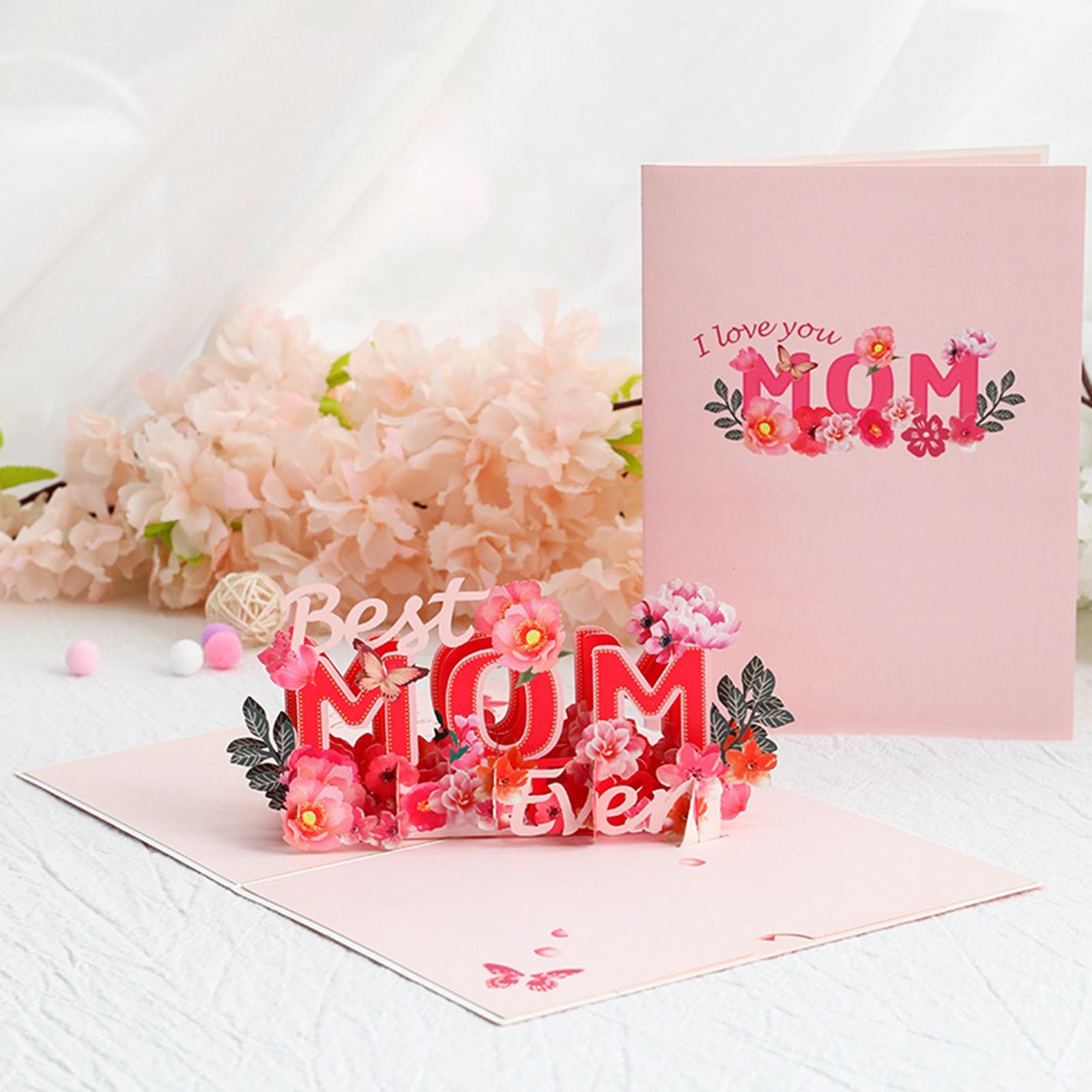 Handmade 3D Flowers Card Mother’S Day Card Popup Cards for Mom Girlfriend Grandma Wife Daughter: 1Pc