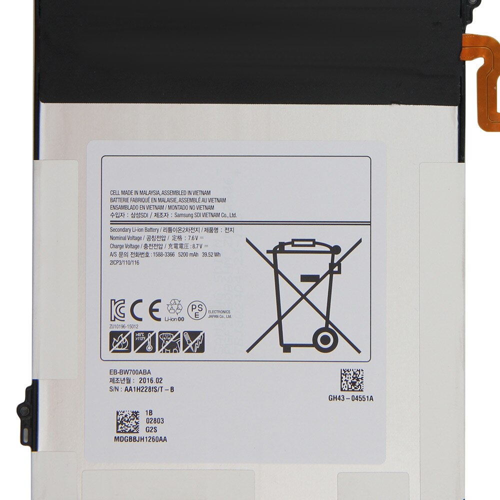 EB-BW700ABA de batería Original para ordenador portátil, Original, para Samsung Galaxy, TabPro S, EB-BW700ABE, SM-W700N, Tab Pro S, 5200mAh