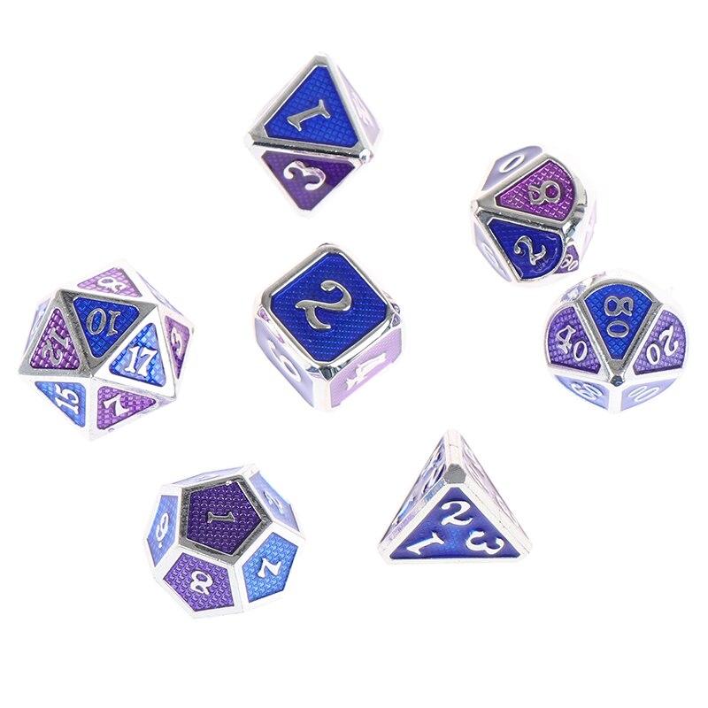 7PCS Metal Dice RPG MTG Dice Italics Font Dice Include Dice Pouch A Variety Of Colors