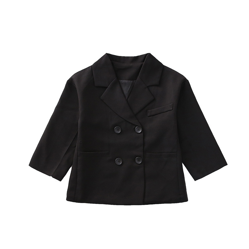 4-14 años chaqueta para niños y niñas blazer negro, otoño de los niños prendas de vestir ropa para 12 años chica adolescente traje de la ropa de los niños: 4T
