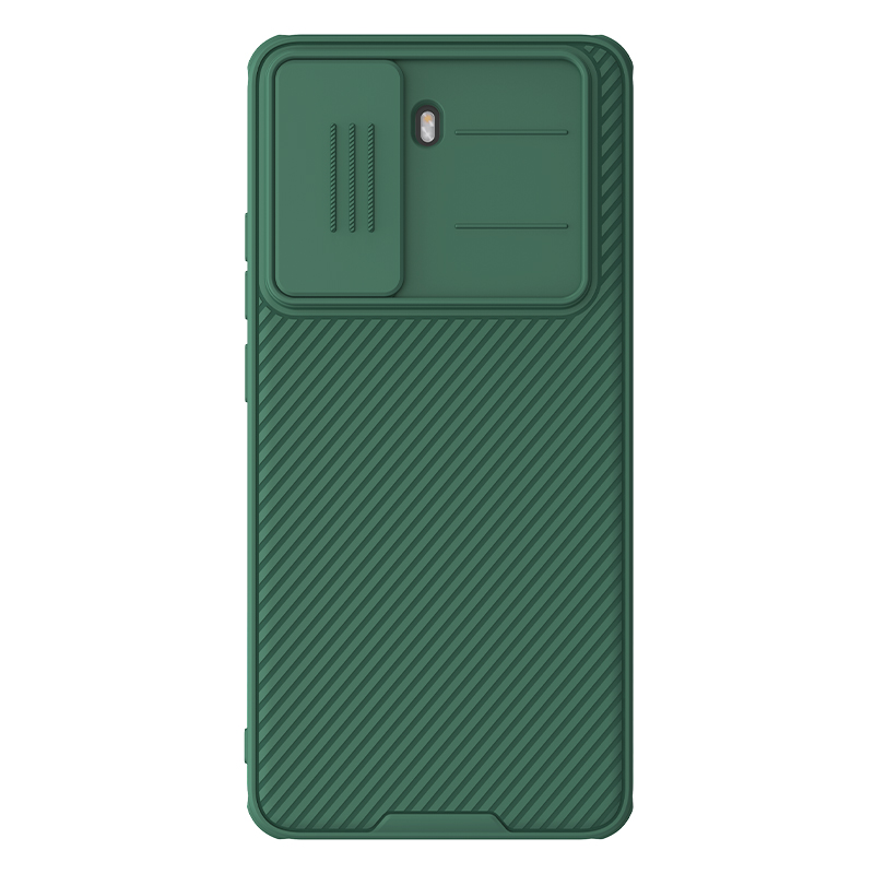 Nillkin CamShield Pro Case for Xiaomi Poco X7 Pro / Poco X7 Slide Camera Cover TPU+PC Hybrid Shockproof Diagonal Striped Texture: green / Poco X7 Pro