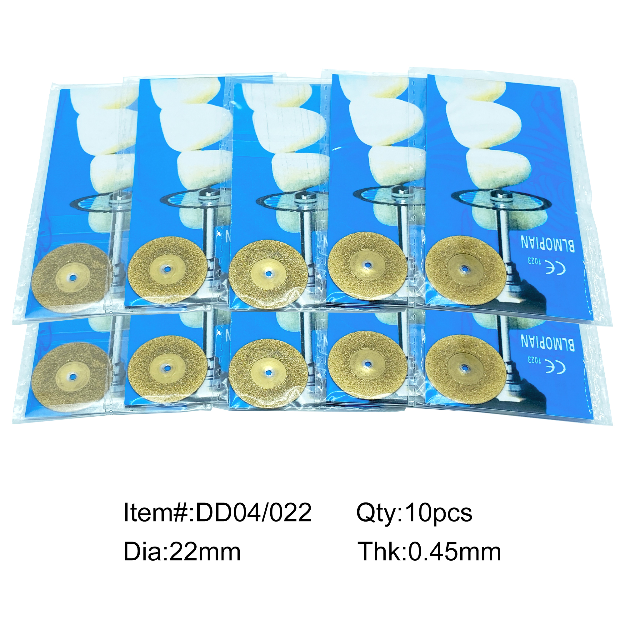 Discos de diamante para pulir laboratorio Dental WellCK, disco de recubrimiento de doble cara de 0,25mm, herramienta de corte rotativa para dentista, 10 Uds.: YELLOW