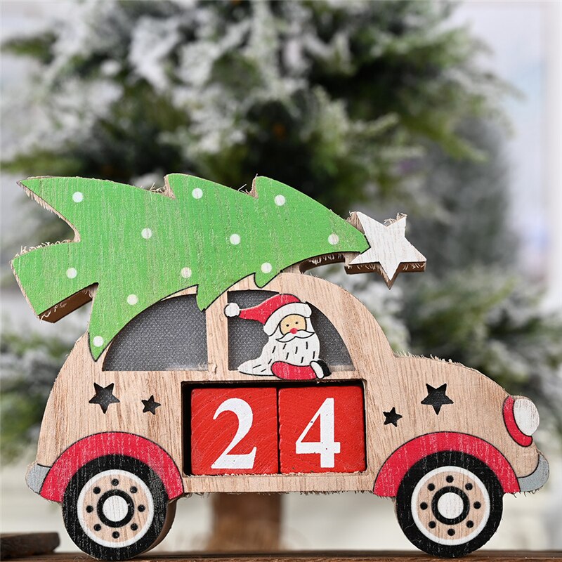 Santa Claus Wooden Pinecone Calendar Christmas Wooden Calendar Christmas Year Countdown Calendar Calendario Madera: Santa Claus