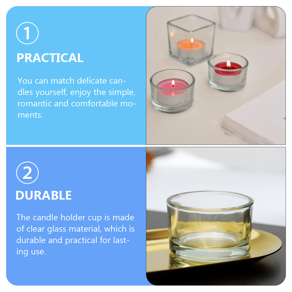12pcs Candle Cups Small Transparent Wedding Decoration Clear Glass Cup DIY Candle Cup Tealight Candle Holder