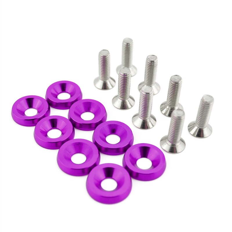 runmade 8pcs/lot Billet Aluminum Fender Bumper Washers Bolt Engine Bay Dress Up Kit 6 Colors: Purple