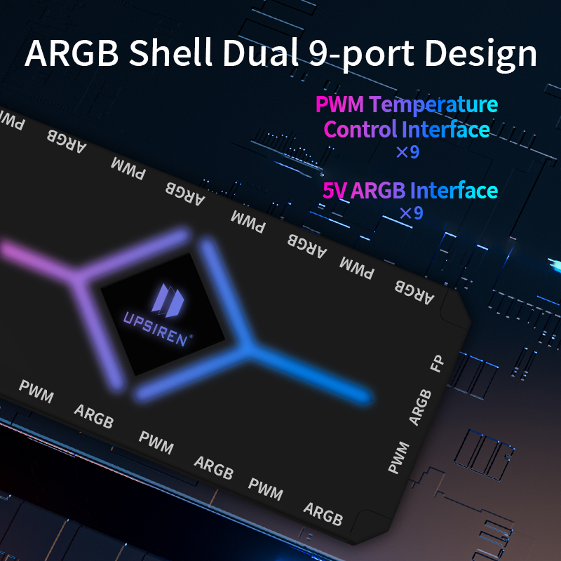 Upsiren u -h8 5v 3- pins argb og 4- pins pwm-hub for datakabinettvifte, synkron bunnmagnetisk med fjernkontroll
