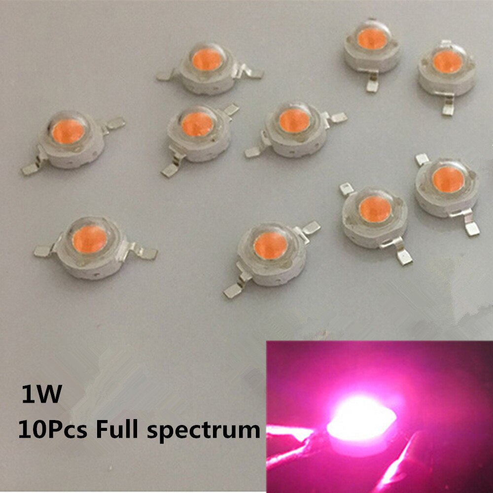 10 Stuks 1W High Power Led Light-Emitting Diode Leds Chip Smd Warm Wit Rood Groen Blauw Geel voor Spotlight Downlight Lamp: Full spectrum