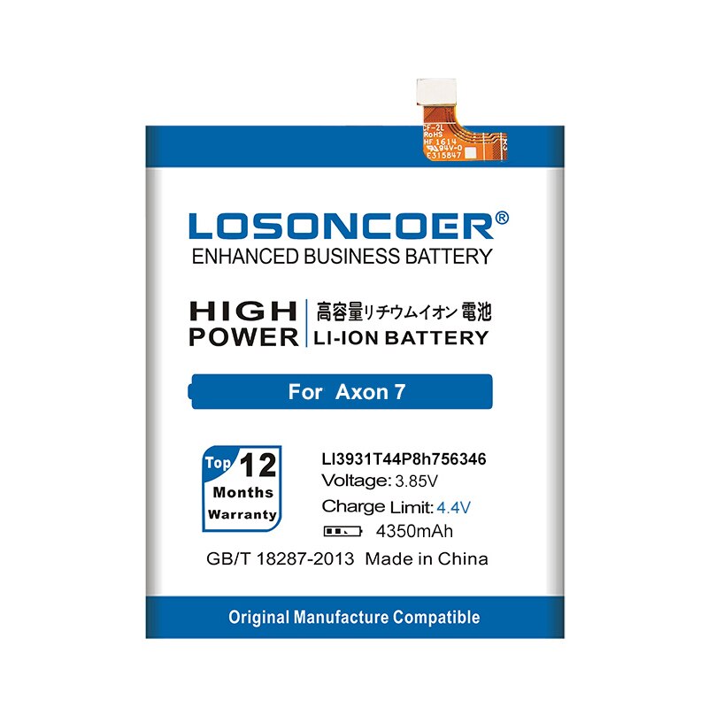 Losoncoer 4350 Mah LI3931T44P8h756346 Batterij Voor Zte Axon 7 5.5 Inch A2017 Smart Phone Batterijen + Volgnummer Gereedschappen