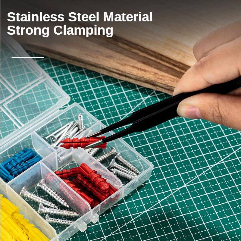 Stainless Steel Tweezers Maintenance Industrial Precision Curved Straight Sharp Point Tweezer Model Making Tools Hand Tools Set