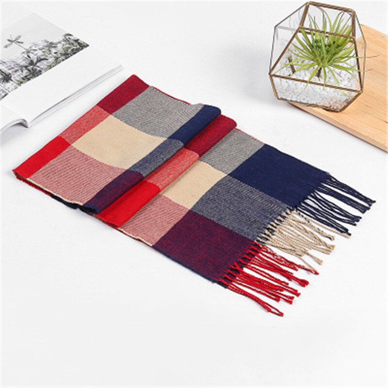 Plaid Winter Cashmere Scarf Women Solid Scarves Casual Scarfs Soft Plaid Scarf for Ladies Stoles Warm Knit