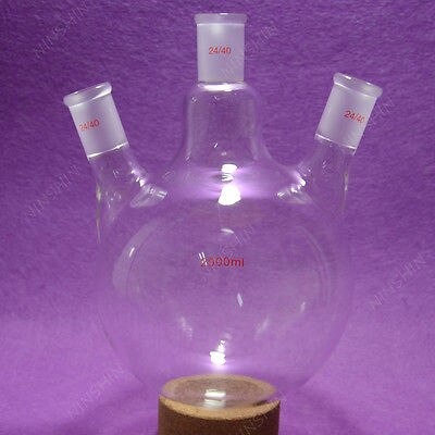 Rondbodemkolf, 2000 ML, 24/40, Drie Hals, 3 Hals, 2L, Lab Kolf 24/40