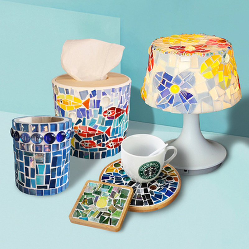Carreaux de mosaïque en verre de cristal de couleurs mélangées, Puzzle, matériel artisanal pour enfants/enfants, 230g