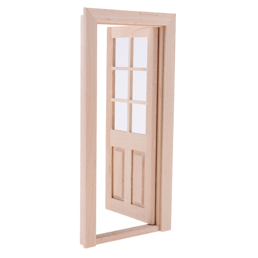 1/12 Poppenhuis Miniatuur Hout Externe Enkele Deur Ongeverfd Diy Accessoires