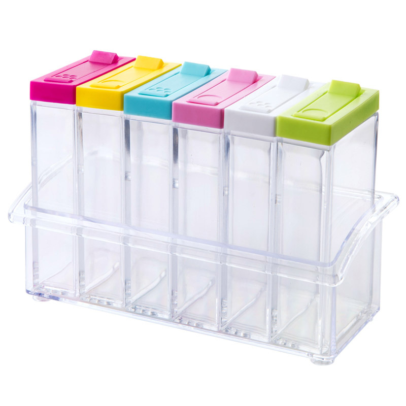 Juego de condimentos de cocina para el hogar, tarro transparente, rociador de especias, contenedor de almacenamiento, botella de comino: C6pcs BASE
