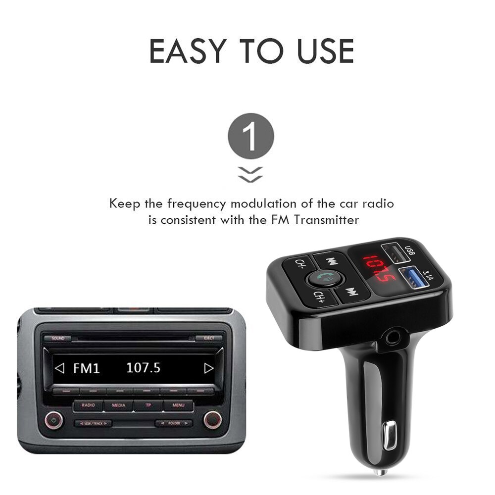 Kebidu Bluetooth Handsfree Car Kit Dual Usb Car Charger Audio Ontvanger Voltage Display Mobiele Telefoon Oplader Auto MP3 Speler