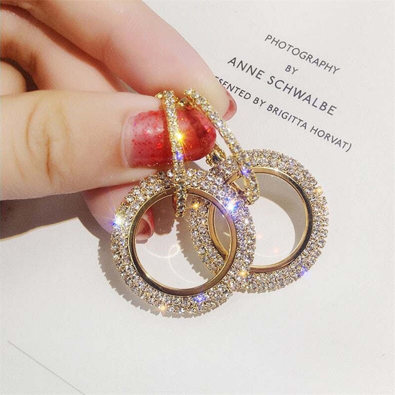 jewelry high-grade crystal earrings round earrings wedding party earrings for woman