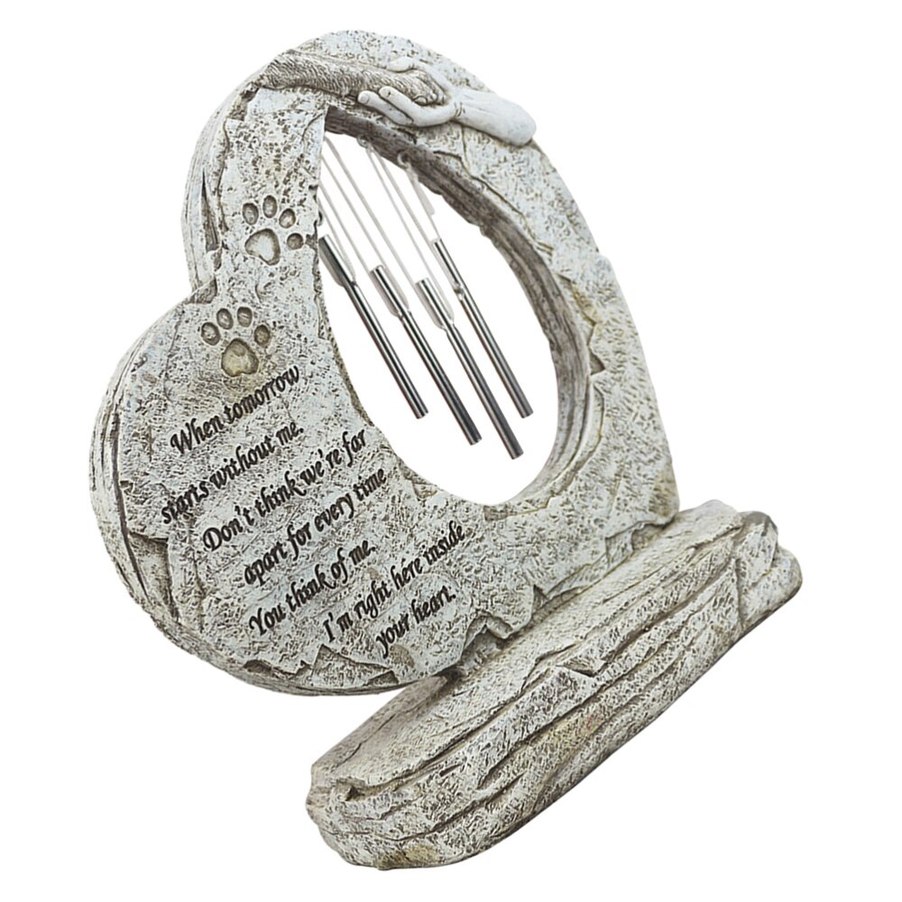 Lapide di pietra commemorativa della pietra commemorativa del gatto del canna da compagnia con abbellimento dei campanelli eolici