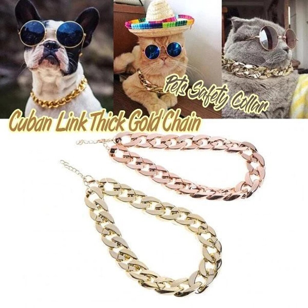 De plástico de oro perro de Collar de cadena joyas de mascotas foto Prop perro accesorios 45cm para pequeños perros grandes clásico Collar para mascota nueva