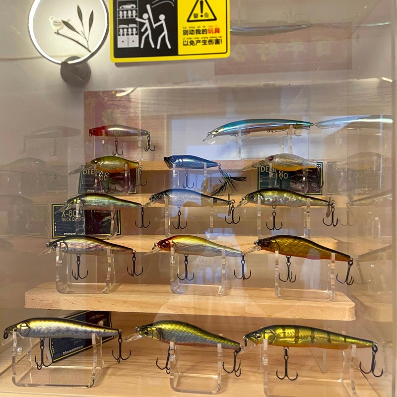 Fishing Lure Acrylic Display Stand Hard Bait Minnow Jigging Shelf Rack Holder Support Storage Decoration
