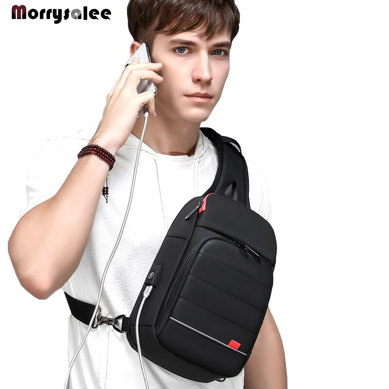 Crossbody Bags for Men USB Charging Messenger Bag Waterproof Men's Bag Chest Bag Single Shoulder Strap