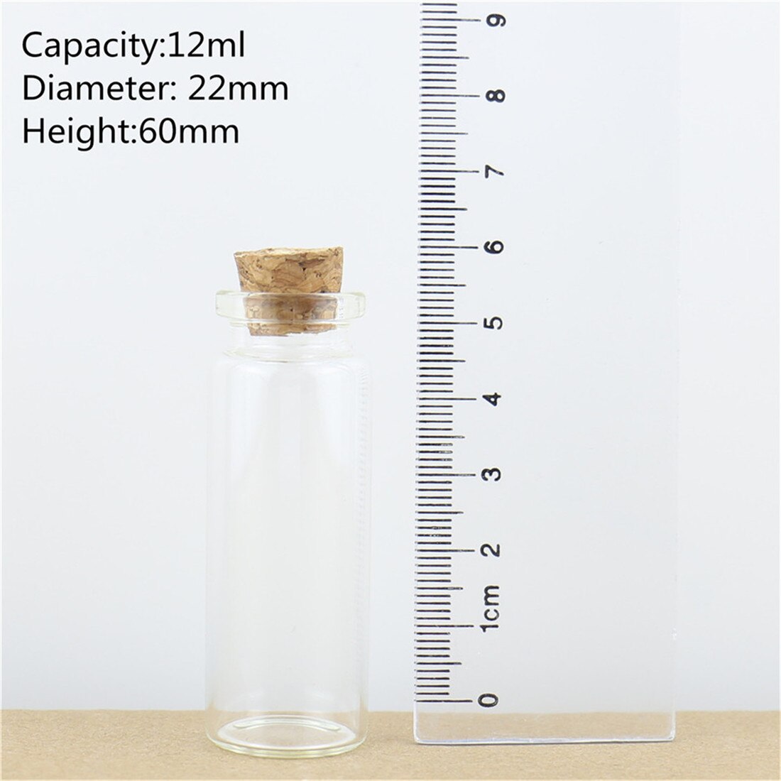 50pcs/lot 22*60mm 12ml Mini Glass Bottles With Cork Stopper Crafts Tiny Jars Transparent Empty Glass Storage Jar Bottle