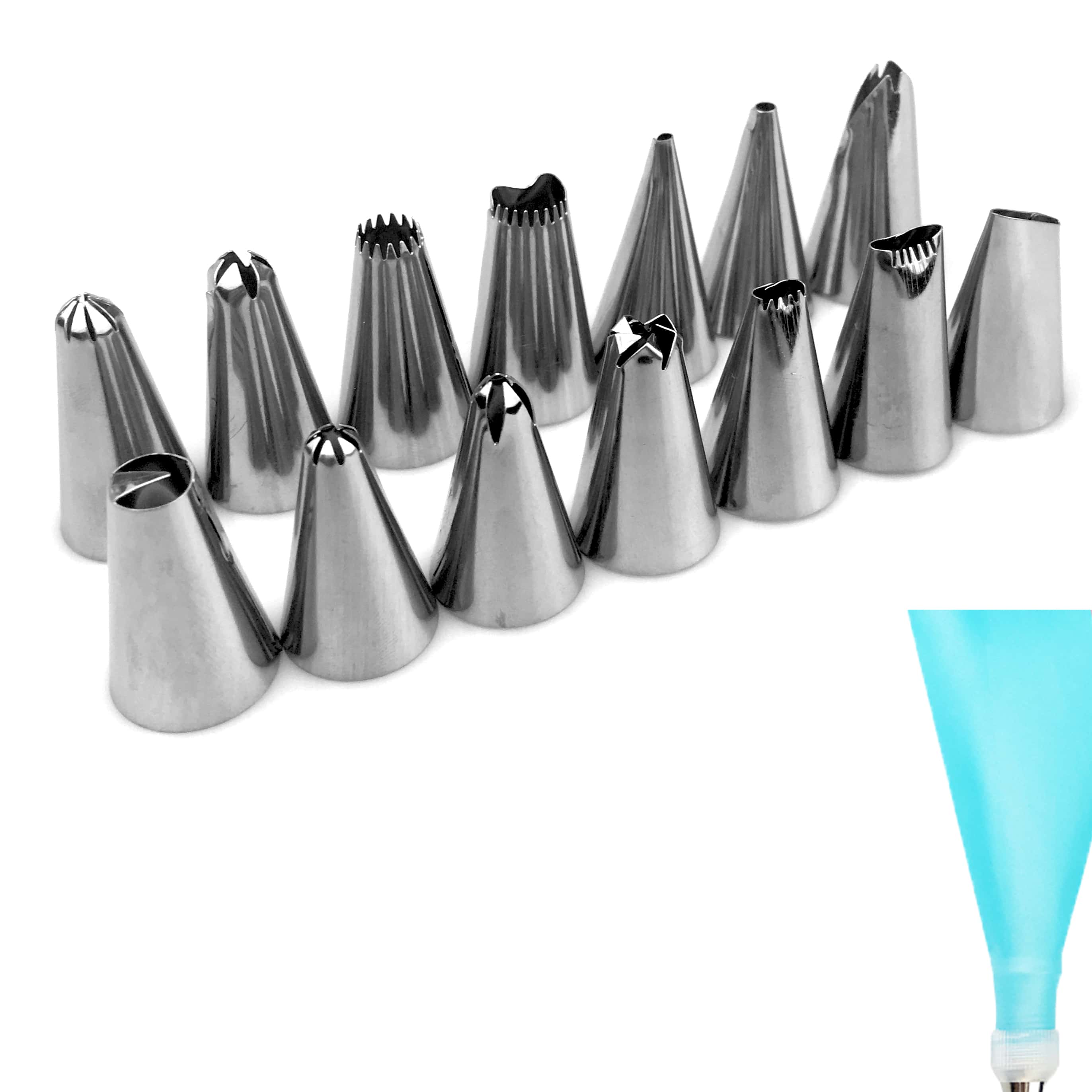 16pcs/set Cake Decorating Kit Supplies Set Tools Piping Tips Pastry Icing Bag Nozzles Baking Set Flower Bag Mouth Squeezed: Sky Blue