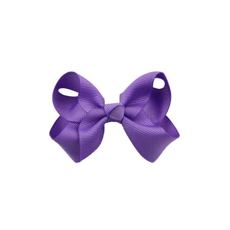 Små hårrosetter med hårspännen för flickor barn mini boutique slät knut band rosett hårnål hår accessoarer band rosett: A05 lila
