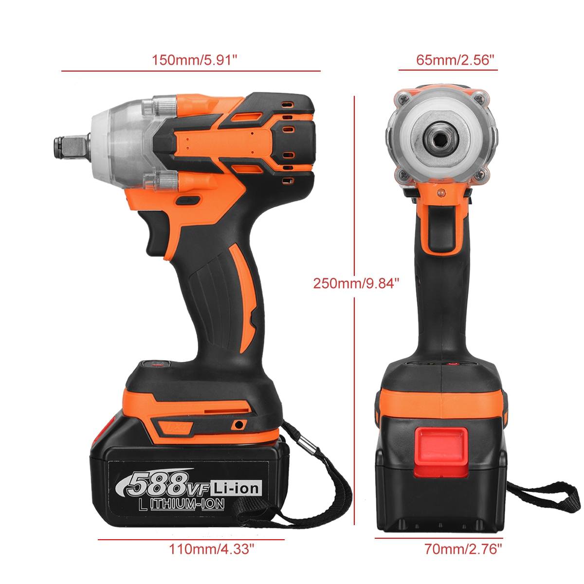 21V Electric Impact Wrench Cordless Drill Power Tool For Home Impact Screwdriver Electric Drill With 1 Battery and 1 Changer