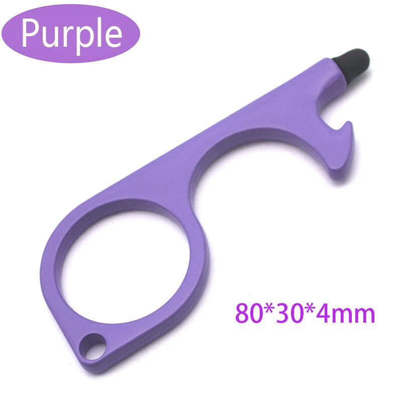 EDC-abridor de puerta sin tocar, botones de pantalla, herramientas de prensa, protección de seguridad, aislamiento sencillo, sacacorchos, llavero, accesorios para el hogar: purple