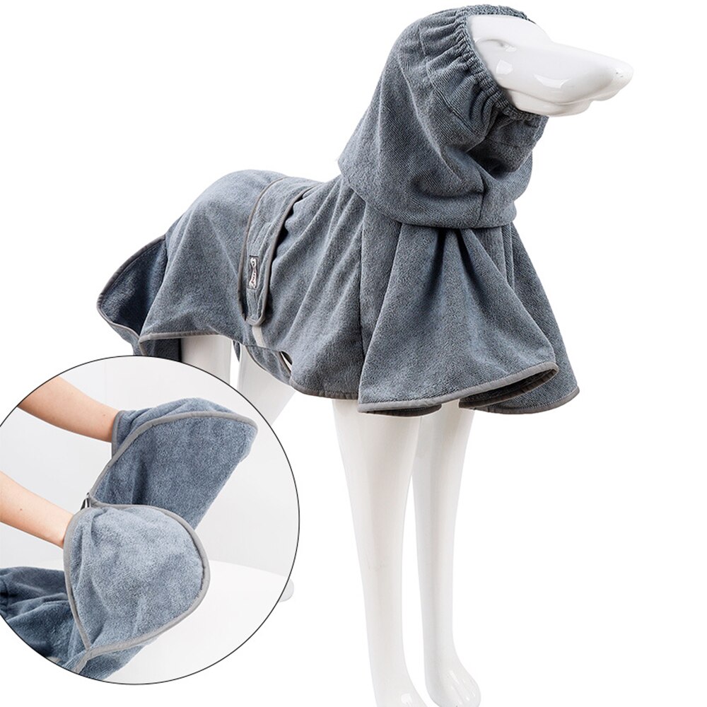Albornoz para perro, bata de baño para mascotas, abrigo de secado, toalla absorbente para perros grandes, medianos y pequeños, secado súper rápido, suave y ajustable