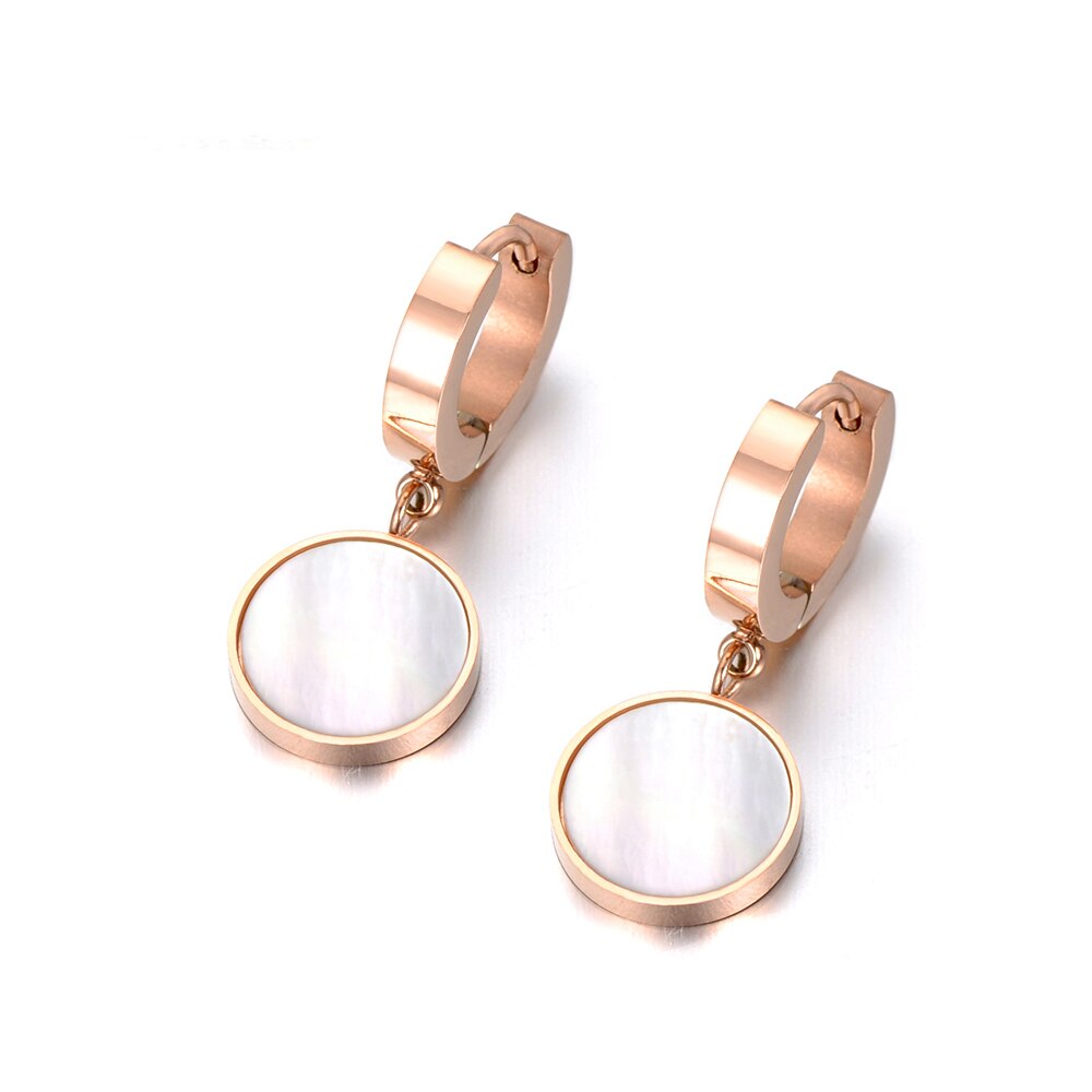 JeeMango Weiß Hülse & Schwarz Acryl Hopp Ohrringe Für Frauen Edelstahl Schmuck Weihnachten Party Jahrestag JE18042: Rose Gold Weiß