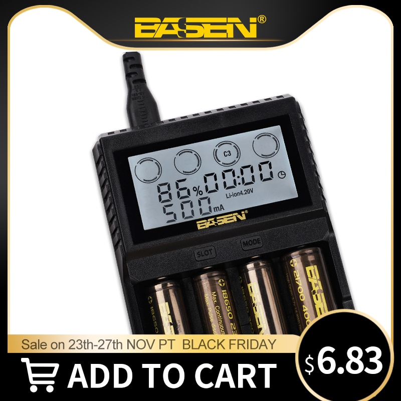 BASEN BL4 LCD Battery Charger for 18650 26650 21700 32700 3.7V/3.2V/1.2V AA AAA NiMH Battery 18650 Lithium Battery Charger