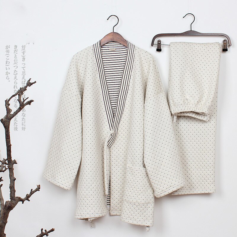 Pyjama ample japonais traditionnel pour hommes, ensemble Kimono Yukata, peignoir de bain, vêtements d&#39;hiver vapeur pour dormir et se détendre: B / M