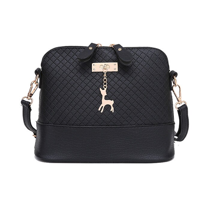 Women Messenger Bags Mini Bag With Deer Toy Shell Shape Bag Women Shoulder Bags handbag: Black