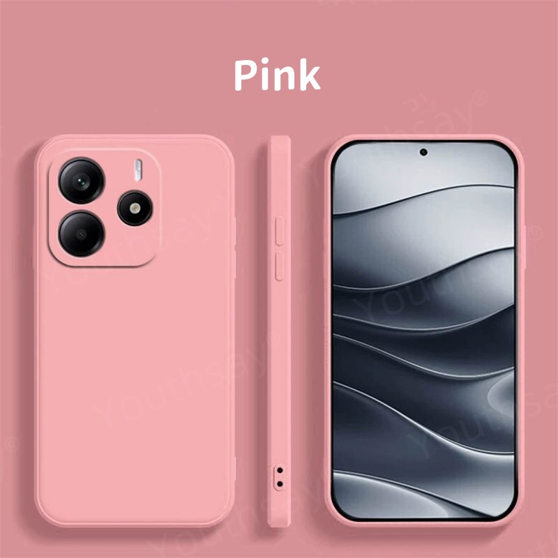 Coque de luxe en silicone liquide pour Redmi Note 14, coque de téléphone souple, pare-chocs d'origine, 5G: Rose