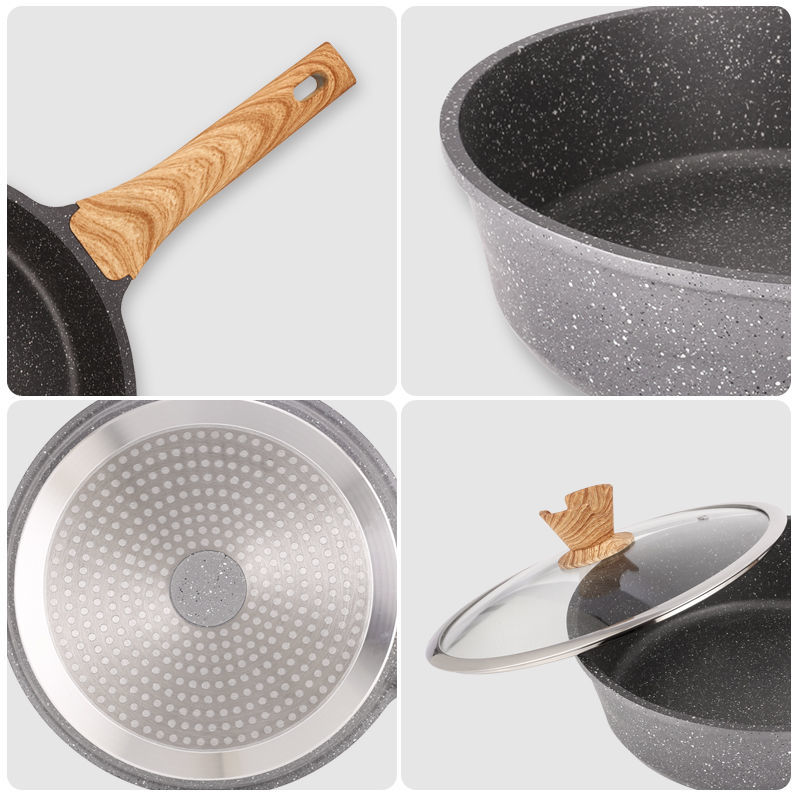 Wok antiaanbakpan geen rook platte bodem kookpan huishoudelijke koekenpan inductiekookpan gietijzeren pan kookwok