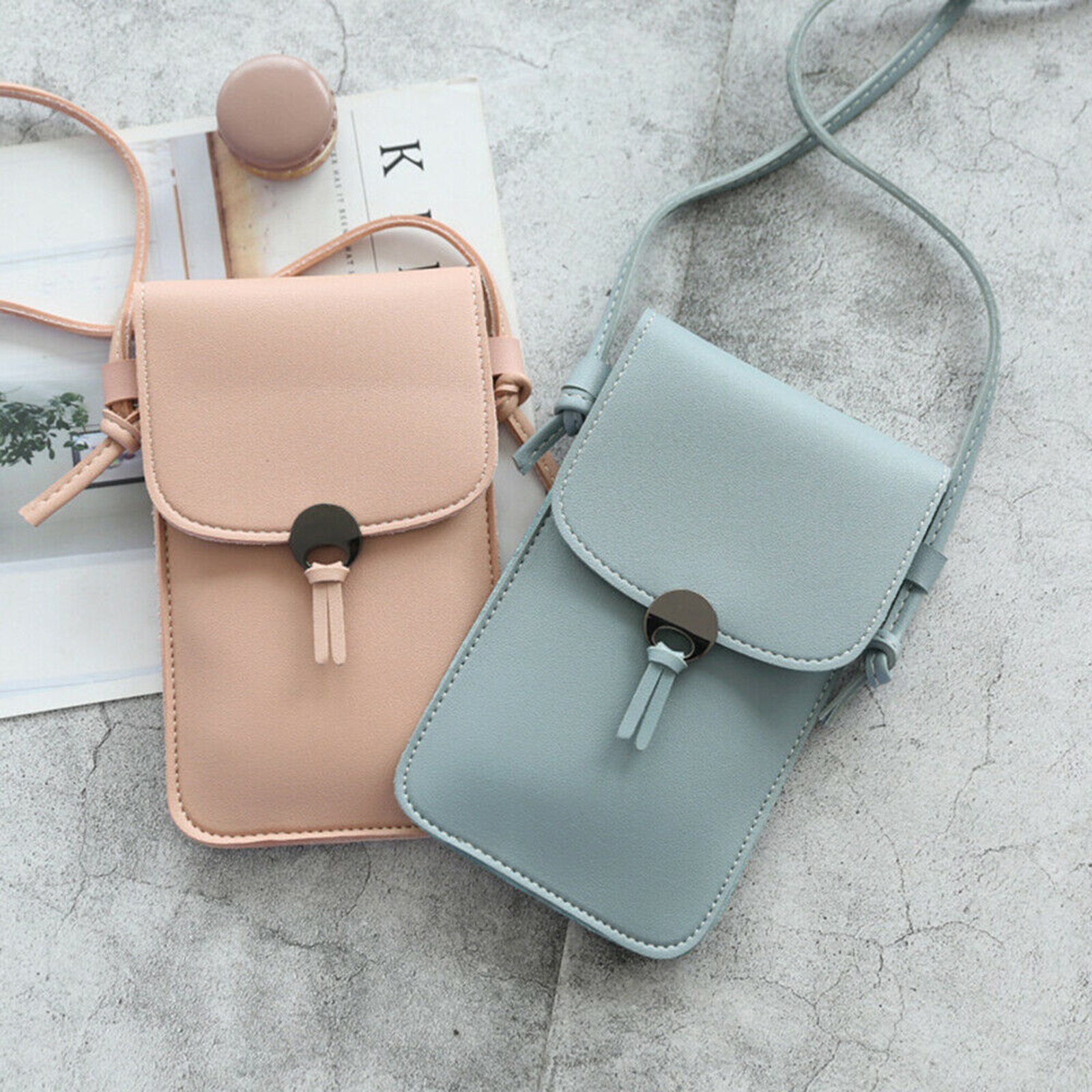 Vrouwen Meisjes Aanraken Screen Handtas Tassel Pu Lederen Schoudertas Voor Telefoon H9