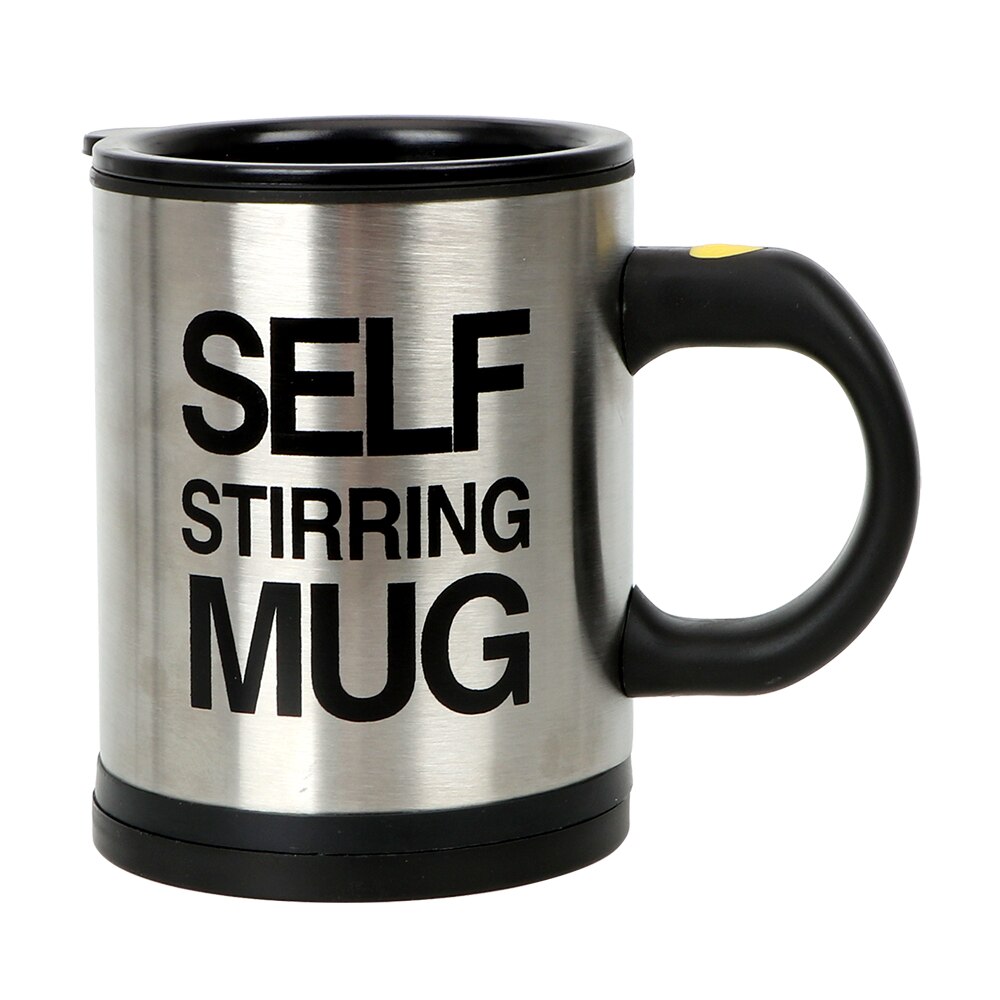 400ml automatische zelfroerende mok elektrische luie dubbel geïsoleerde slimme beker roestvrijstalen thermische beker koffiemelkmengbeker: Zwart