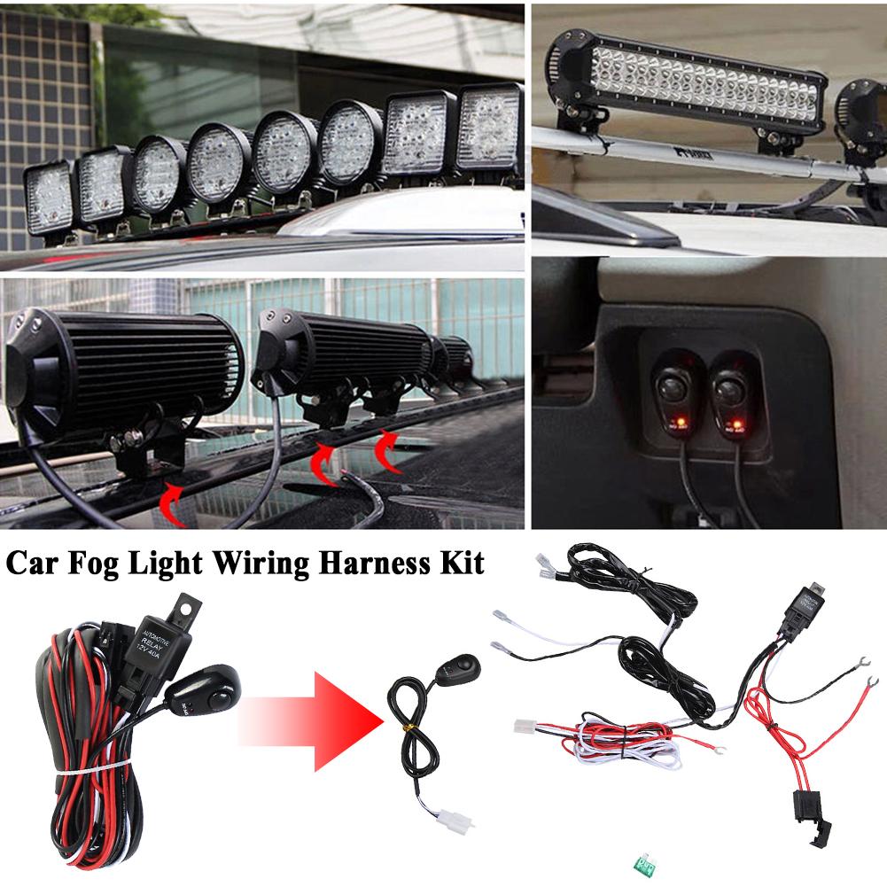 1 to 2 LED Light Strip Switch Car Fog Light Wiring Harness Kit Accessories