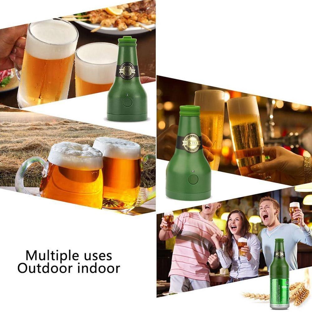 Ultrasonic Beer Foamer Bottle Shape Foam Maker Beer Portable For Canned Outdoor Beer (Green) Bubbler Bottled Party A7O8